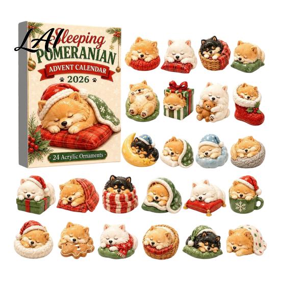 Holiday Gift Box Dog Advent Calendars 2026 Cute 24 Days Christmas Countdown Calendar 2D Acrylic Collectible Figures for Lovers Kids Adults