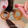 Autumn/Winter Retro Geometric Silver Needle Drop Earrings – High-End Fashion