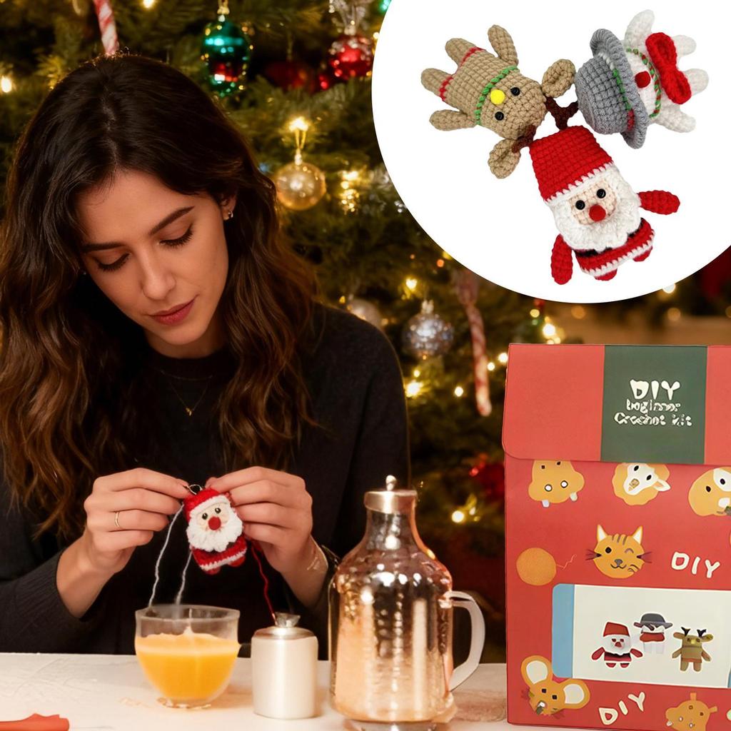 Beginner Crochet Kit Christmas DIY Crafting Set Crochet Christmas Doll Kit For Adults Teens DIY Enthusiasts Beginners Craft