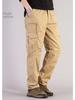 Men's Multi-pocket Cotton Cargo Pants: Spring/Autumn Loose Fit