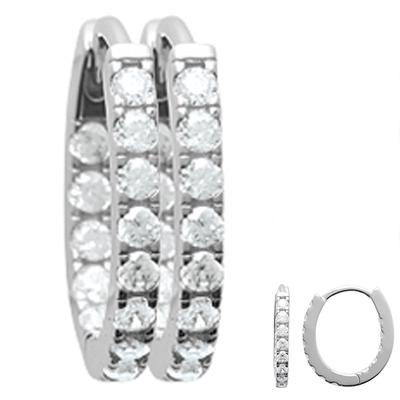 [Q4961] - Silver Creoles 'Cristal Plénitude' Silver White (rhodium Plated) - 18x16 Mm - 2 Mm