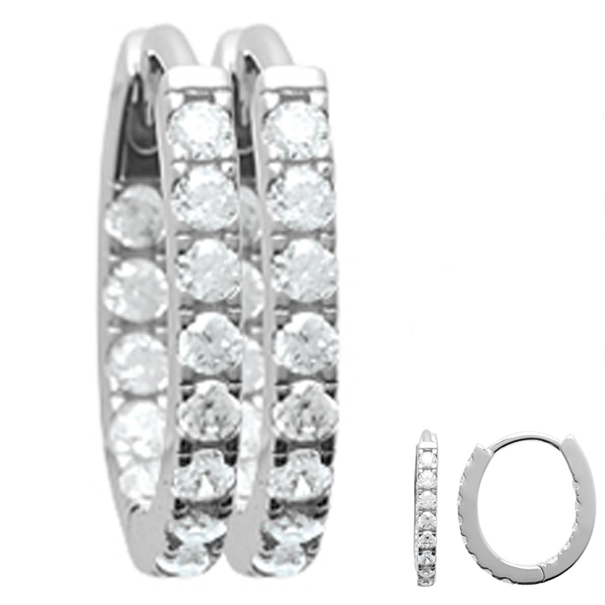 

Сокровища Лили [Q4961] - Серебряные серьги-кольца Crystal Plenitude Серебристо-белый (с родиевым покрытием) - 18x16 mm- 2 mm