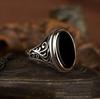 Punkboy Vintage Shaped Geometric Oval Black Glossy Men's Ring For Anniversary Party Wedding Male Rings Zircon Accessories 6-14