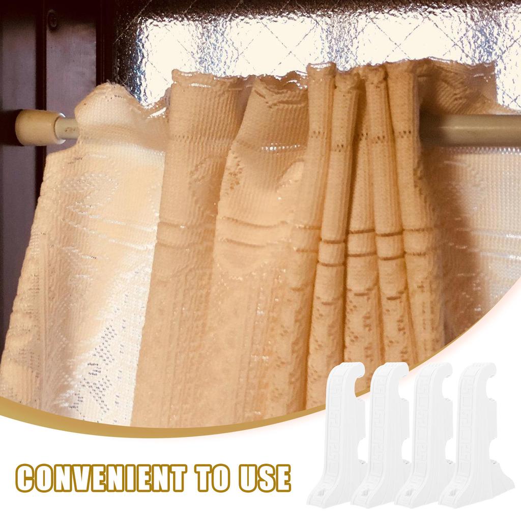 4Pcs Curtain Rod Brackets Double-Slot Classic Style Easy Install Stable Wall Mounted Curtain Support for Rods 26-28Mm Home
