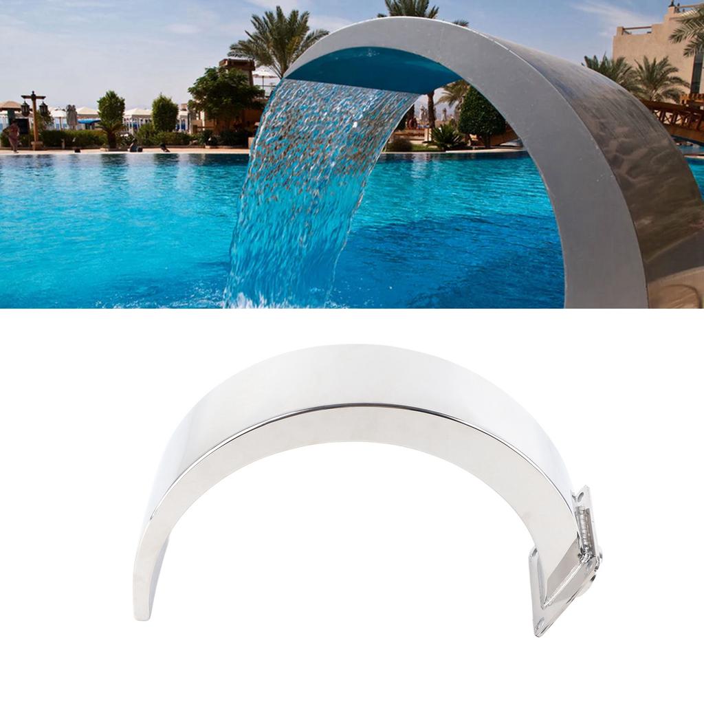 Swimming Pool Waterfall Fountain Rounded Arc Design G1 Female Thread Stainless Steel Pool Water Fountain Pool Waterfall Fountain