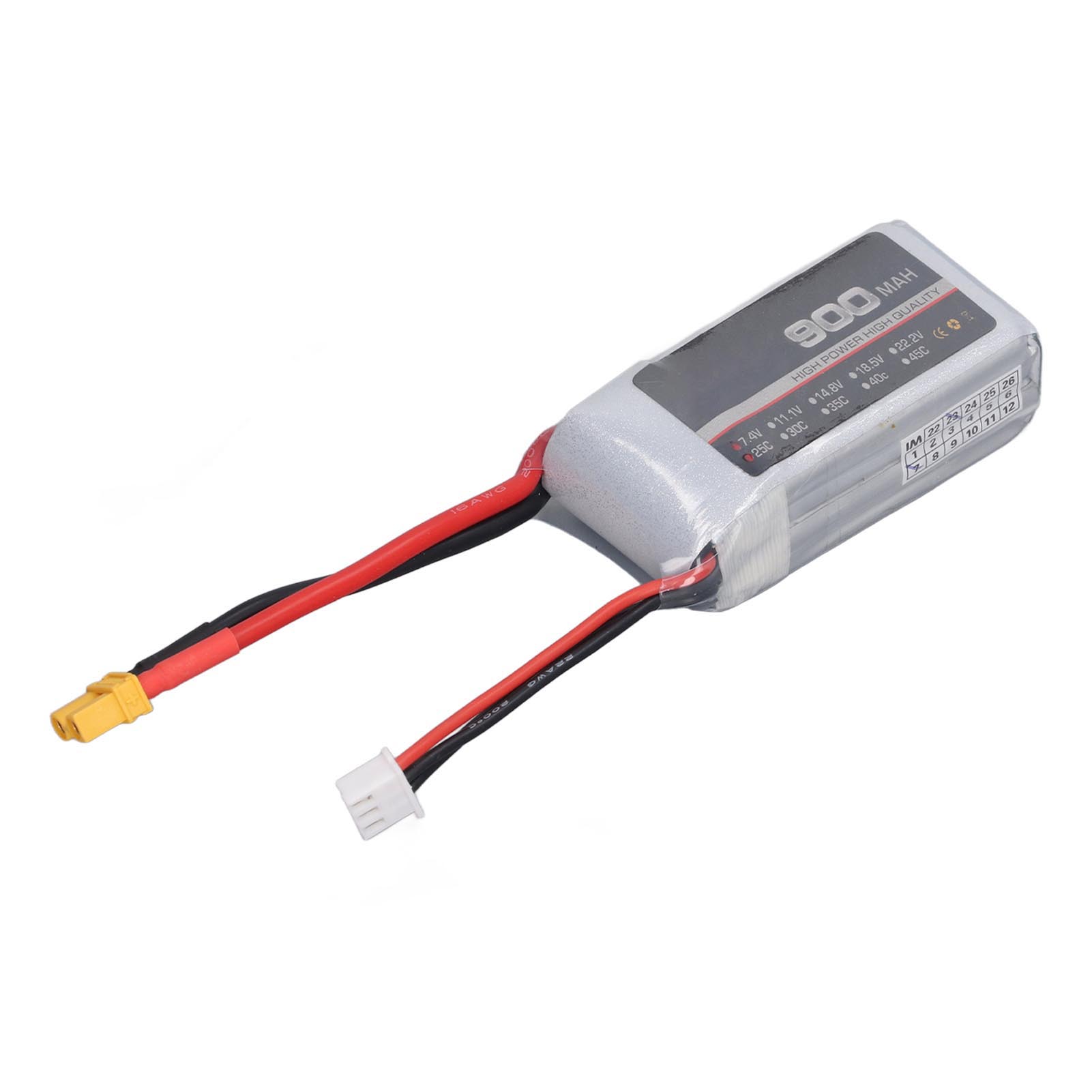 

LiPo Battery 25C 900mAh XT30 Connector Stable Powerful Performance RC Battery Pack for RC Fix Wing