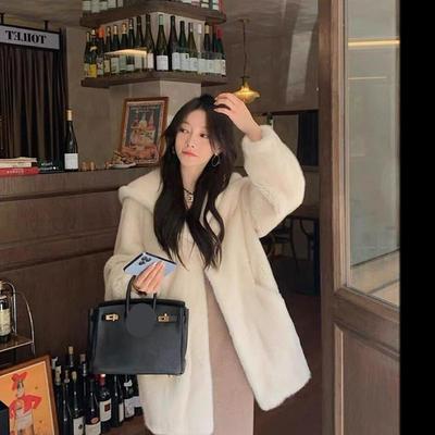 מעיל ברדס סתיו וחורף חיקוי פרווה לנשים מעיל בצבע אחיד וארוך מעיל ארוך שרוול