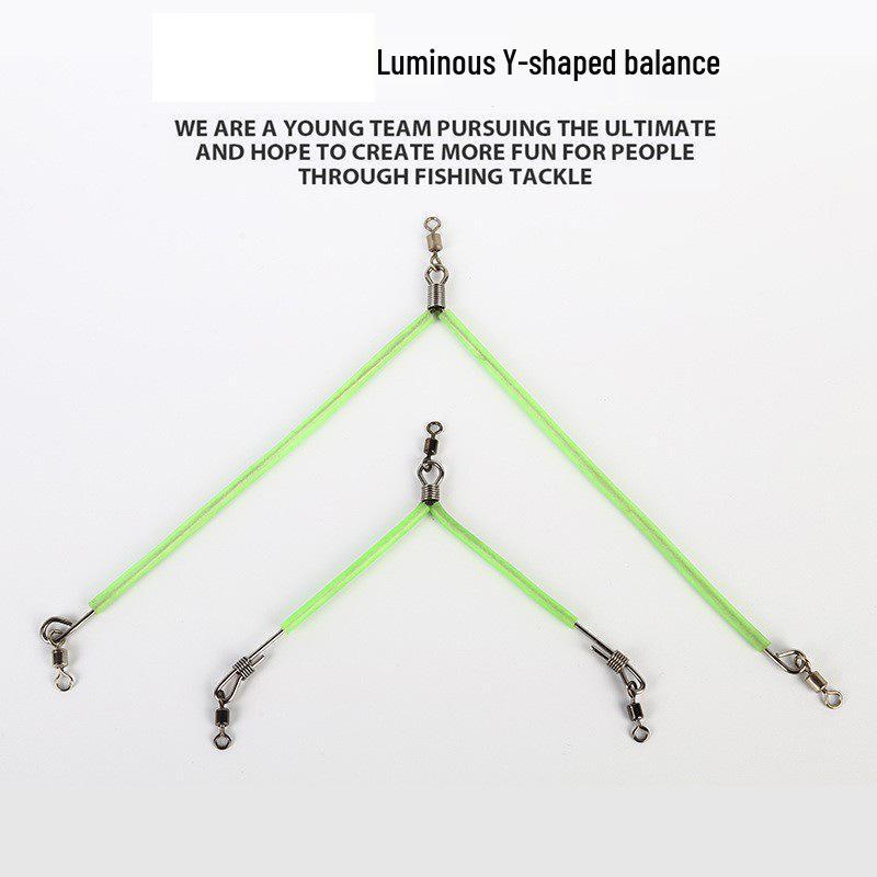 Trippelkrok Y-formad Fiskelina Delare med Lysande Nattljus – Förtjockad Ståltråd Rigg