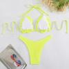 2Pcs/Set Women Swimsuit Suit Halter 3D Flower Decor Bra Low-rise Swimming