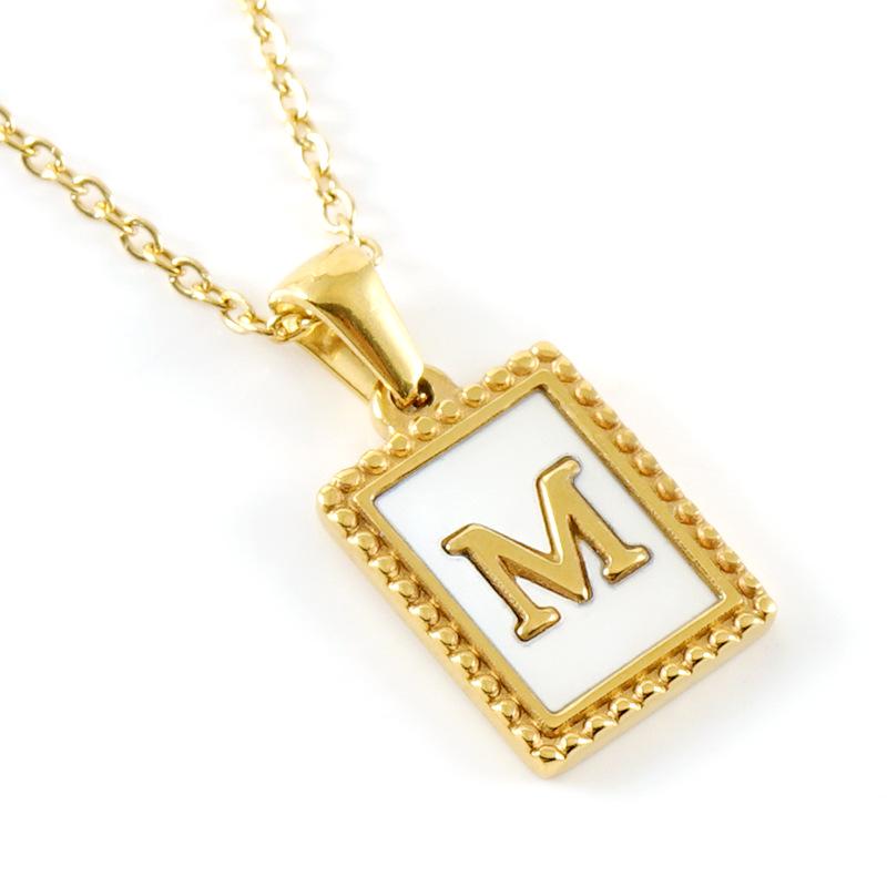 18K Gold Stainless Steel Letter Pendant Necklace – European and American Style Titanium Steel Clavicle Chain for Women