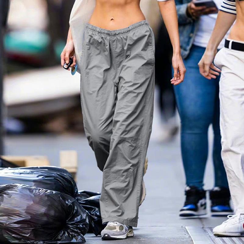 2022 New Fashion Side Stripe Pants Women Summer Straight Trousers Elastic Waist Sweatpant Low Waist Trousers Casual Pant Solid