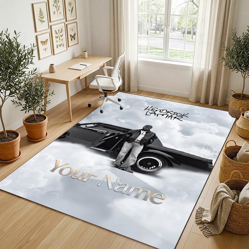 Personalized Crystal Velvet Carpet,Kendrick Lamar Custom Printed Name, Plush Area Rug For Home Indoor Decor