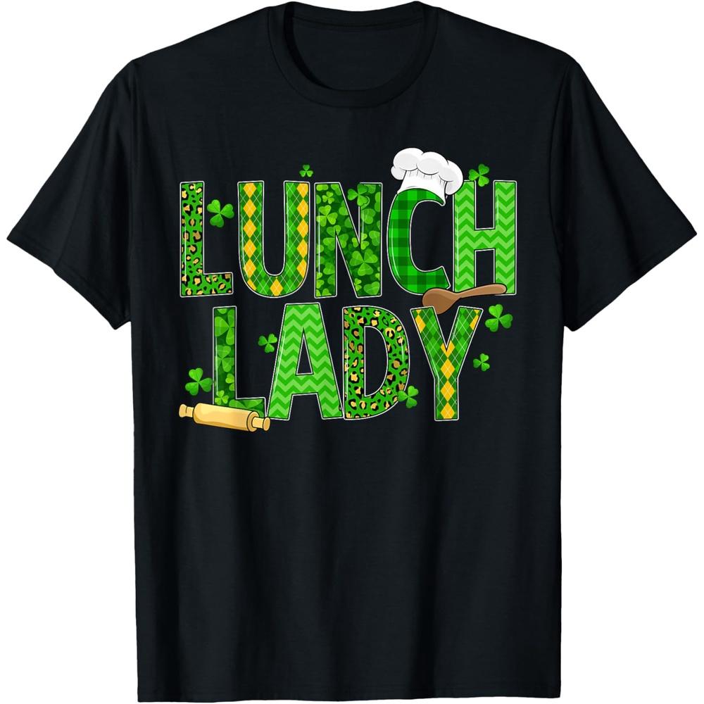 Lunch Lady Happy St Patrick s Day Cafeteria Worker T-Shirt 3XL чёрный