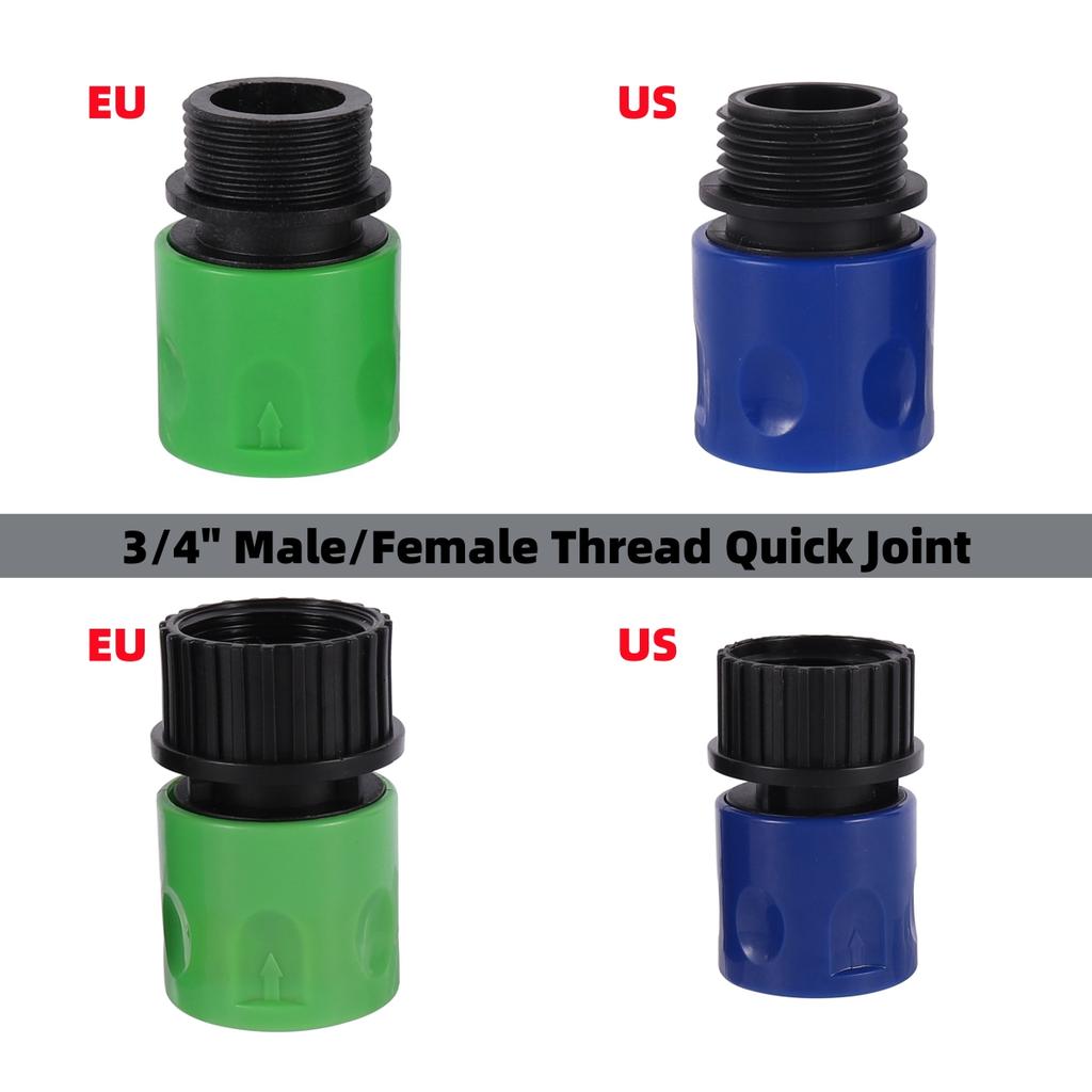 2 Sets EU/US Standard 3/4" Male & Female Thread Quick Joint 16mm Fast Connection Garden Irrigation Car Washing Pet Bathing Joint