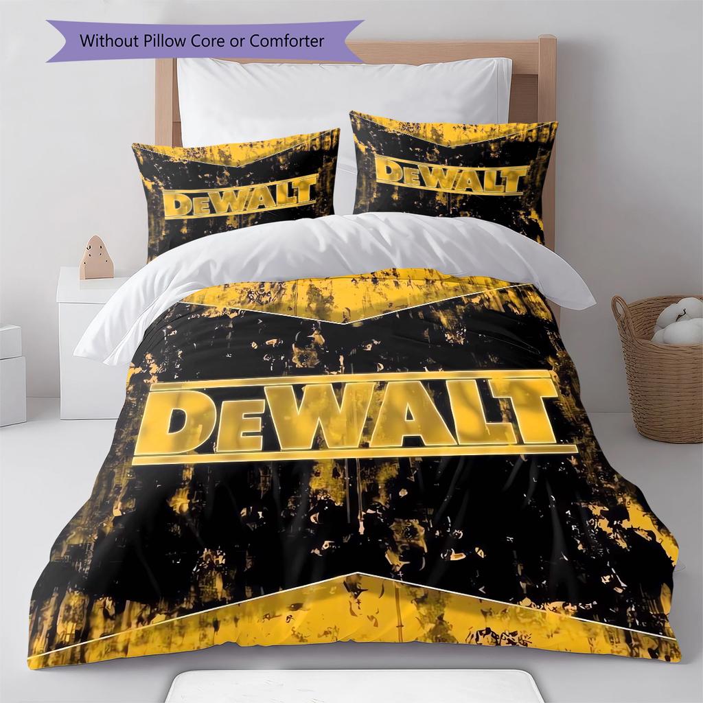 Dewalt Tool Pattern Bedding Quilt Set Quilt Cover Pillowcase Home Decoration Gift (1 * duvet cover + 2 * pillowcase, without core)