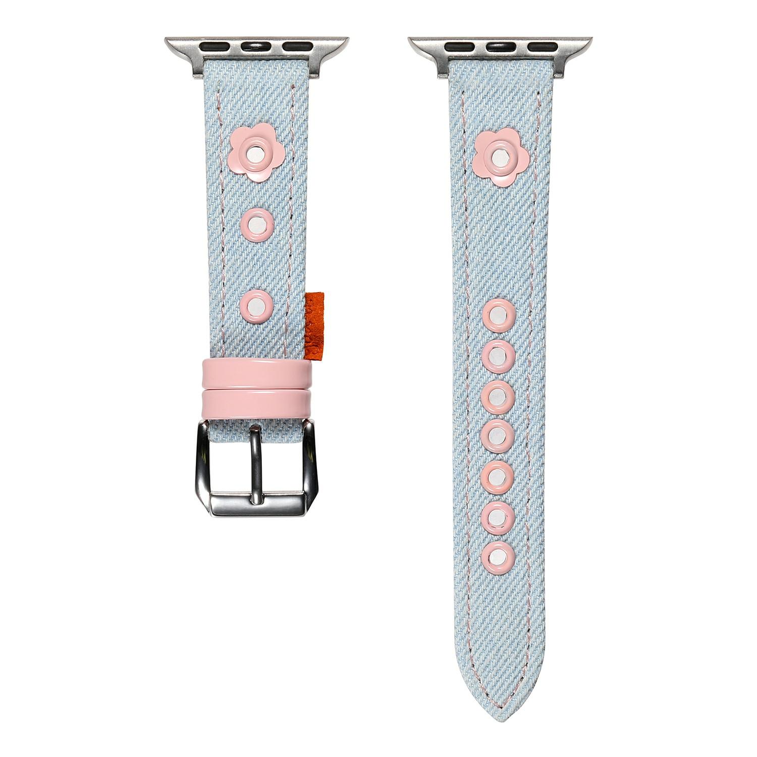 

Denim Watch Band for Apple Watch Series 11 10 42mm/9 8 7 41mm/SE3 SE2 SE 6 5 4 40mm/3 2 1 38mm Dopamine Flower Strap B