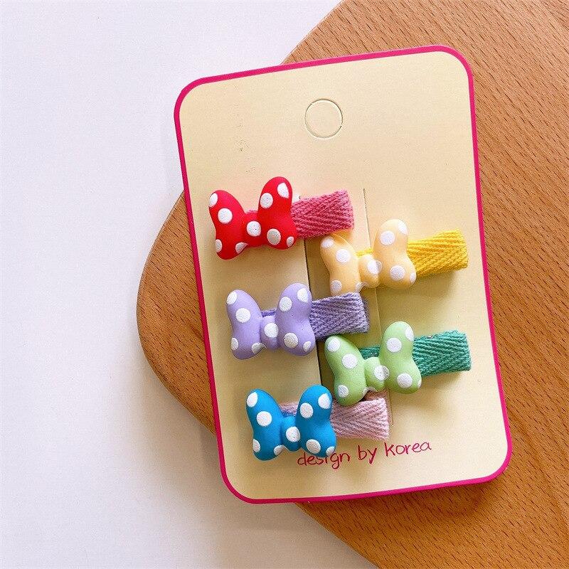 

5 шт./компл., милые мини-заколки для маленьких девочек, маленькие корейские кавайные заколки для волос с бантиком и челкой, боковой зажим, аксессуары для волос для маленьких девочек