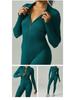 Women's High-Intensity Zipper Long Sleeve Ribbed Yoga Bodysuit