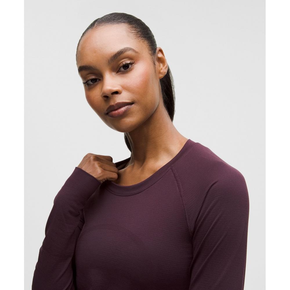 Lululemon Swiftly Tech Long Sleeve Shirt 2.0  Waist Length Black Plum Black Plum