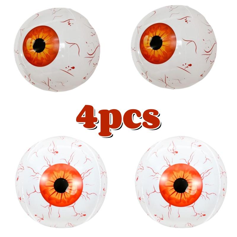 6pcs Halloween Inflatable Eyeball Balloons 22 Inch 3-color Horror Theme Party Eyeball Balloons For Halloween Scary Decorations