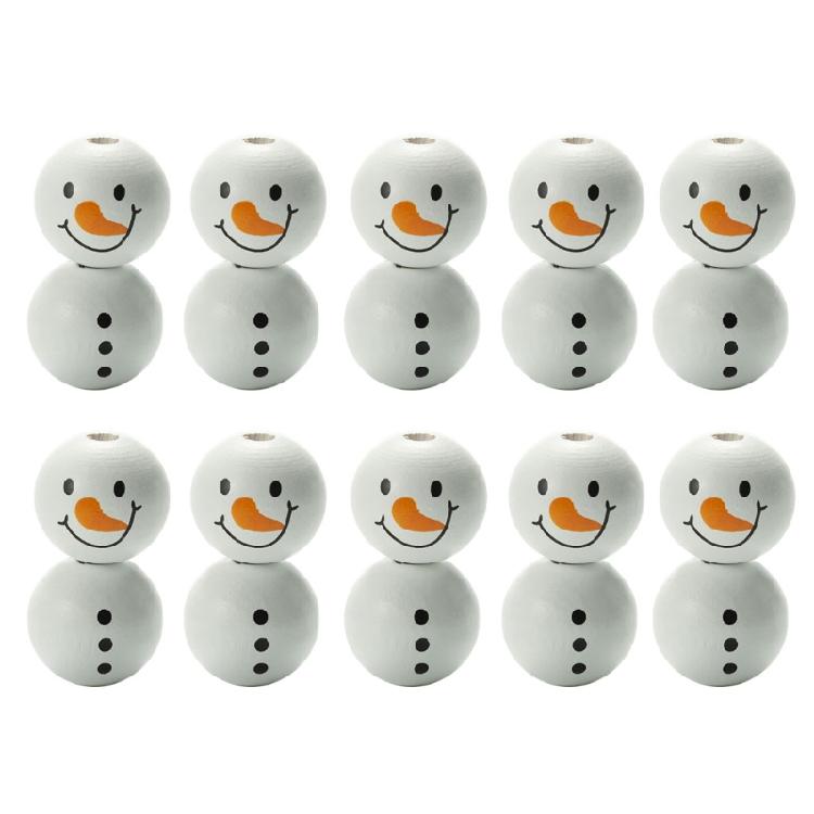 

Christmas Snowman Wooden Beaded Country Farmhouse Craft Ornament Diy Craft 1