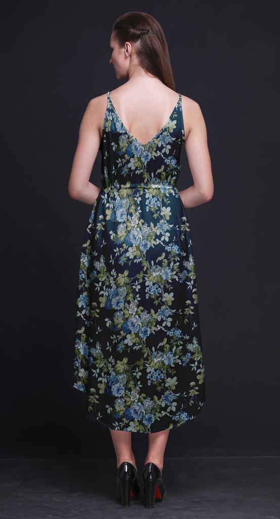 Bimba Floral Ladies Printed Resort Midi Drawstring Dress Spaghetti Strap Beach