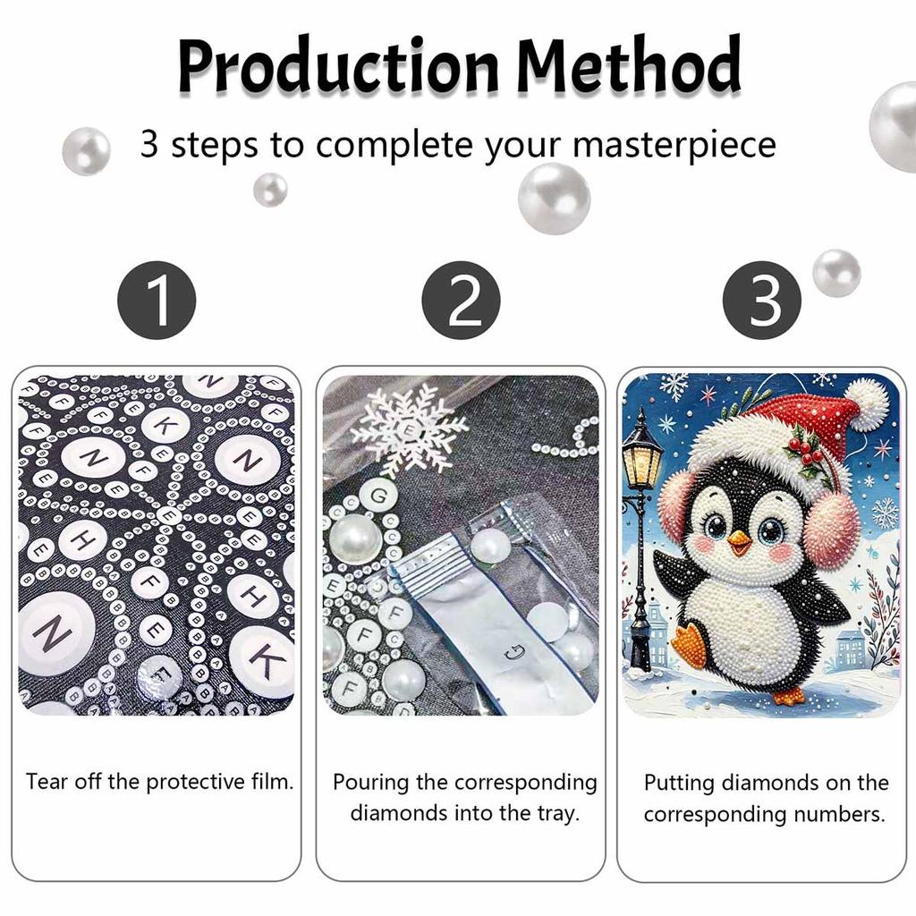 Pearl Painting 5D DIY Christmas Penguin Decorative Painting. Cute Birthday Gift. Handmade Art Painting
