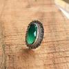 925 Sterling Silver Ring, Boho Statement Ring, Gift For Her, Bohemian Jewelry, Handmade Green Onyx Ring, Anniversary Gift, New Year Gift,