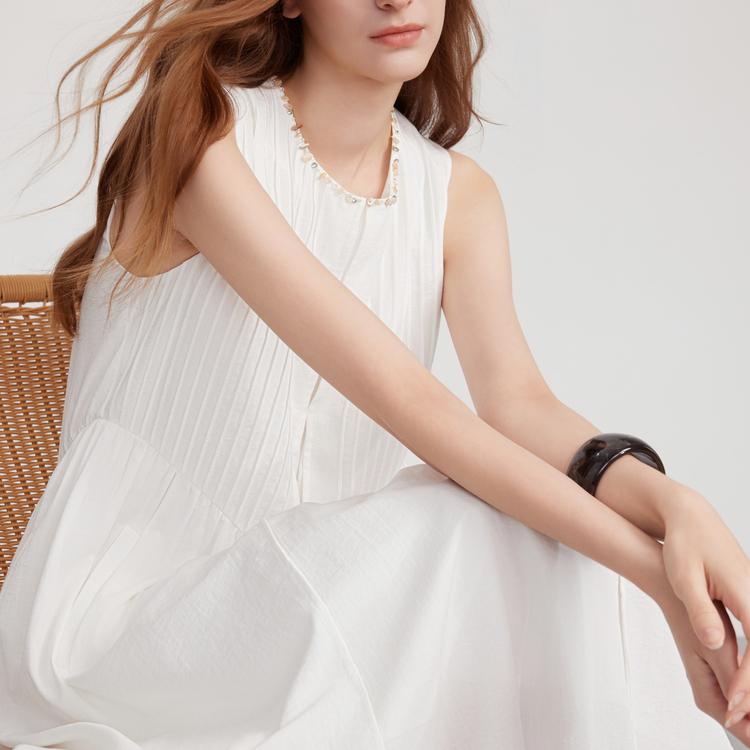 ELLE Modern Elegant Slimming Solid Color Sleeveless A-Line Dress Women dresses EL52528