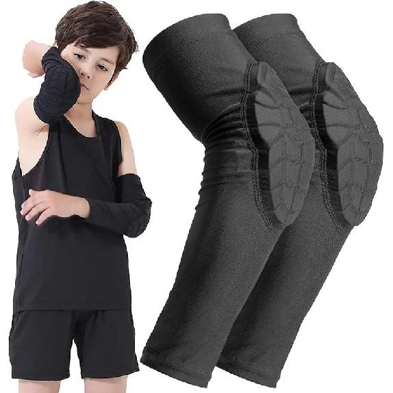 Kids Youth 5-15 Years Padded Arm Knee Sleeve Compression Leg Protective children football cycling protection knee pads equipment YXL(Suits for 11-15