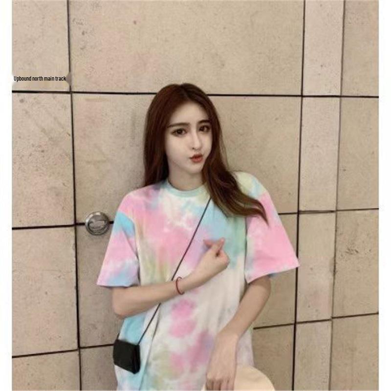 

Trendy Harajuku Tie-Dye Short Sleeve Women s T-Shirt - Summer Style XXL