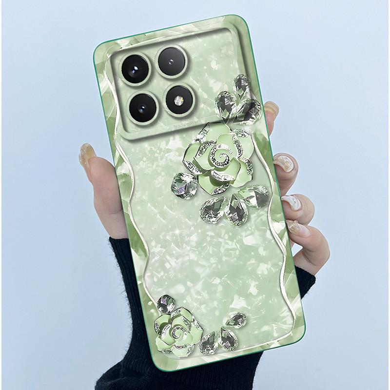 For Xiaomi Poco X6 Pro 5G Case Poco X6Pro Back Cover Fashion Simplicity Floral Soft Liquid Silicone Shell For PocoX6 Pro Fundas