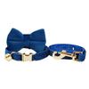 New Pet Collar Cat Collar Sapphire Blue Velvet Cute Bell Cat Collar Scarf