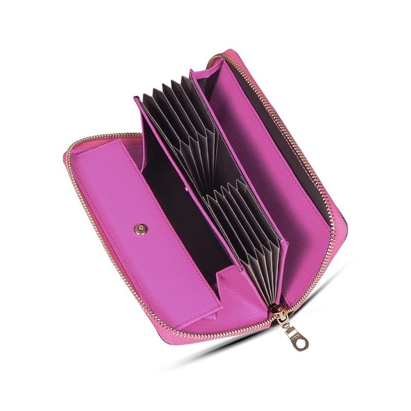 

[AOITA] wallet ladies long wallet genuine leather large capacity box type coin purse Easy to get coins out Bellows multifunctional YKK zipper Vertical