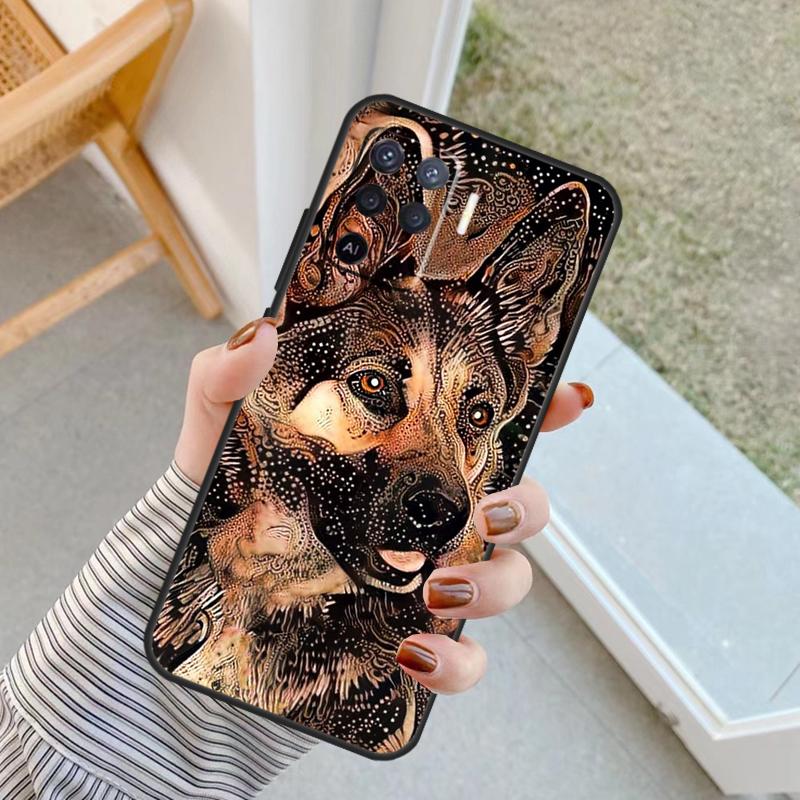 Cartoon German Shepherd Dog Case For Oppo A18 A78 A98 A38 A58 A60 A80 A40 A96 A76 A16 A94 A74 A54 A15 A17 A57 A77 A5 Pro
