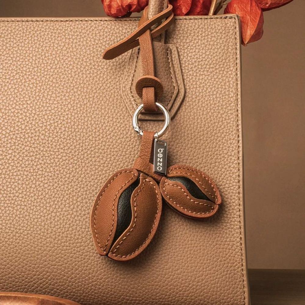 Cowhide Bag Charm Exquisite Coffee Bean String Pendant Keychain All-match Cute Backpack Pendant Bags Accessories Handbag