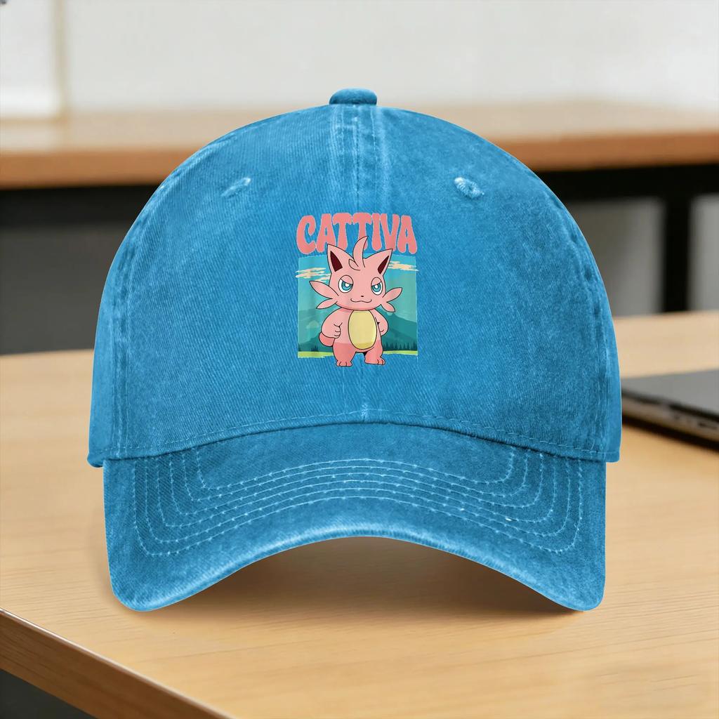 Washed Baseball Cap Cattiva Nature Scene Character Portrait Palworded Game Summer Trucker Hat Tennis Skate Sun Baseball Caps