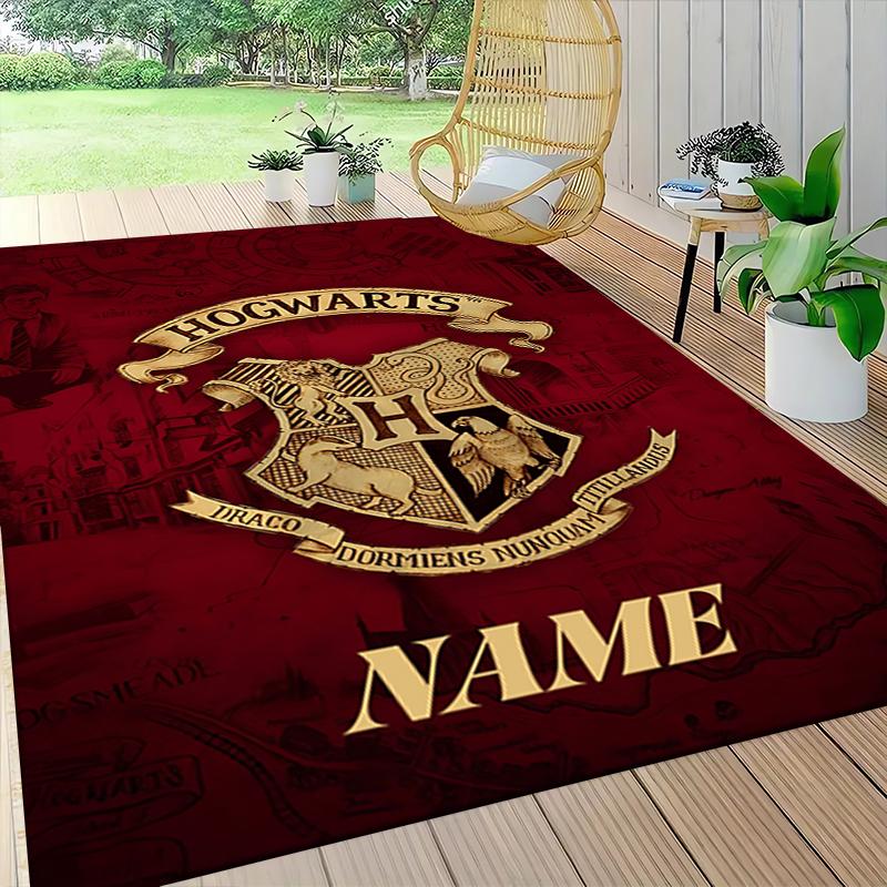 Custom Name Witchcraft Magic Hogwarts Crest Carpet Rug Customizable Soft Washable Anti-Slip Home Living Room Sofa Mats Personalized Rug. 090983