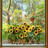 Flower Butterfly Window Cling PVC Spring Floral Window Decals Anti Collision Removable Stickers for Home Party Shop Glass Door Window Decoration
