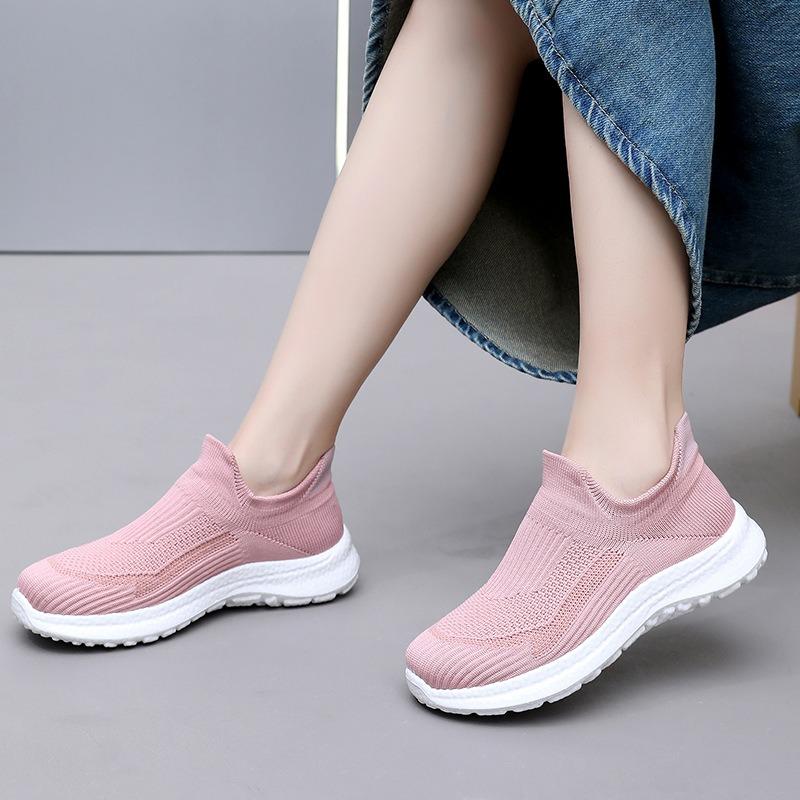 Boty dámské jarní nové ležérní měkká podrážka lehká jednoduché boty prodyšné, protiskluzové a odolné proti opotřebení silná podrážka nazouvací líné