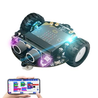 Yahboom Micro:bit V2 Graphic Programming Robot Kit Elementary School STEM Education DIY Line Patrol Obstacle Avoidance Robot Car Applicable Youth,