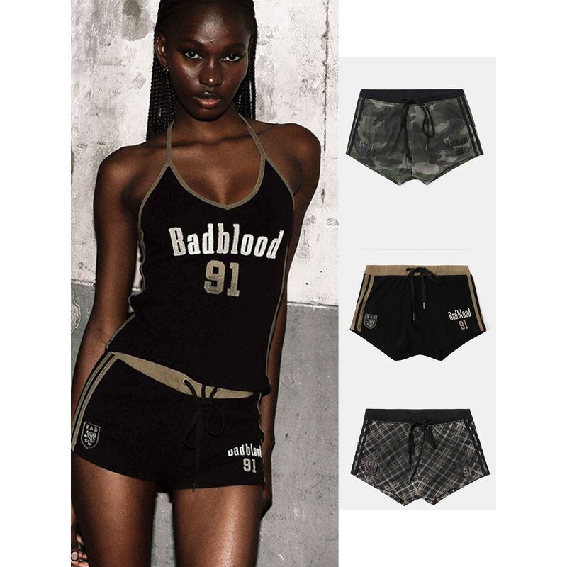 South Korea Badblood American Vintage Camouflage Shorts Women Casual Pants Niche Three Pants Sweat Pants Gyaru Hot Pants