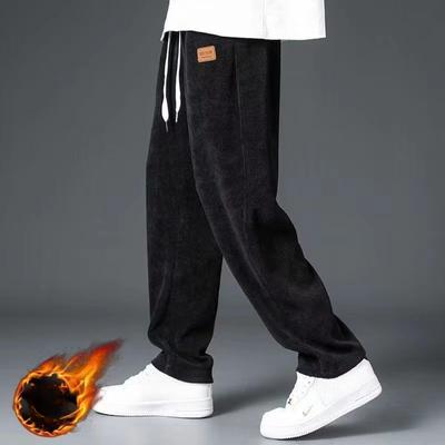 Winter Dicke Warme Cord-Sweatpants Herren Futter Kordelzug Gerade Locker Trainingshose Männlich Lässig Thermohose