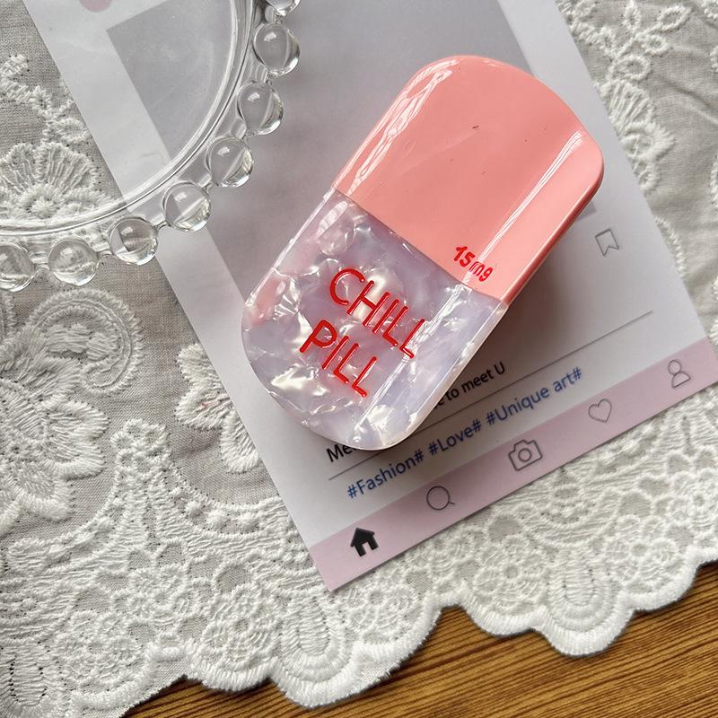 1pc Cartoon Color-blocked Capsule-shaped Acetate Hair Clip, Cute and Fresh, for Back of Head, Updo, Shark Clip, Accessory, Clip