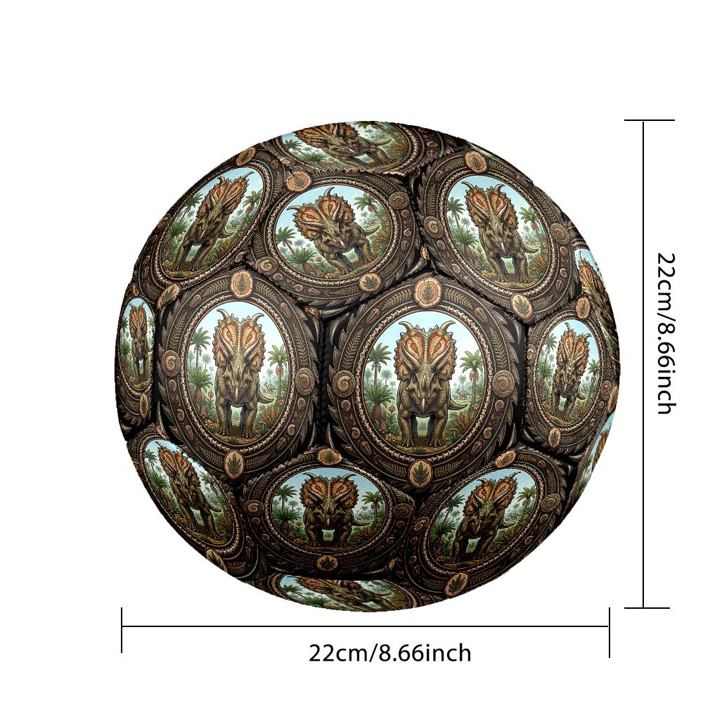 Prehistoric Dinosaur Emblem Round Football Size 5 Adult Ball Suitable for Training Matches and Outdoor Team.