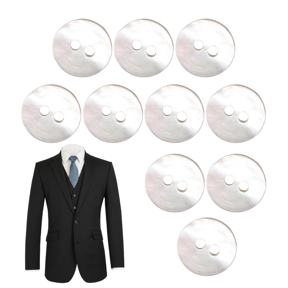 Shell Buttons For Crafts 10pcs Jacket Shell Buttons 2-Hole Design Round River Shell Cardigan Buttons Pearl Shell Sewing Buttons