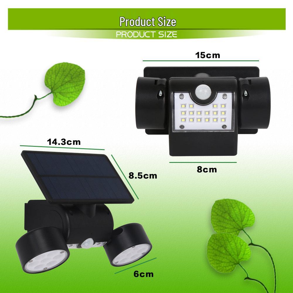 30 LED Dual Head Rotatable Solar Wall Light for Outdoor Use