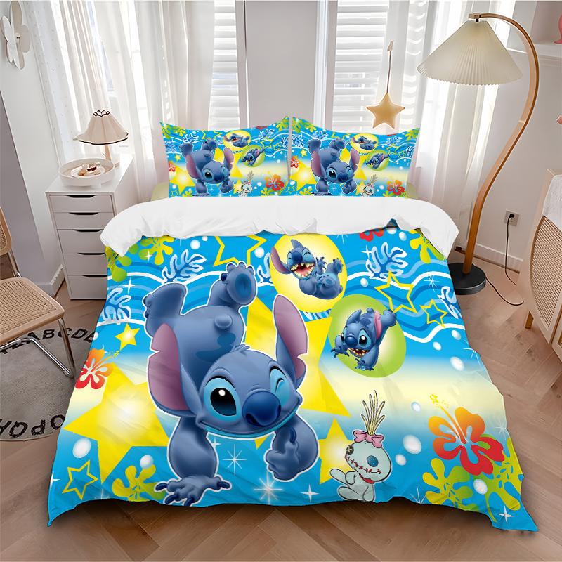 3Pcs Stitch Friends Adventure Bedding Sets For All Sizes New 3D Printed Bed Cover Comforter Duvet Cover Pillowcase Bedroom Decoration