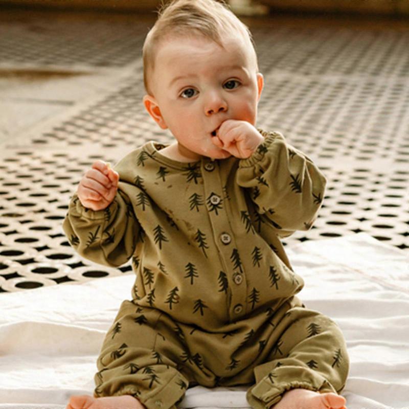 Trendy Newborn Baby Clothes Fashionable Print Jumpsuit Daily Bodysuit Cotton Infant Sleepwear for Toddlers 0-24 Months 66-90