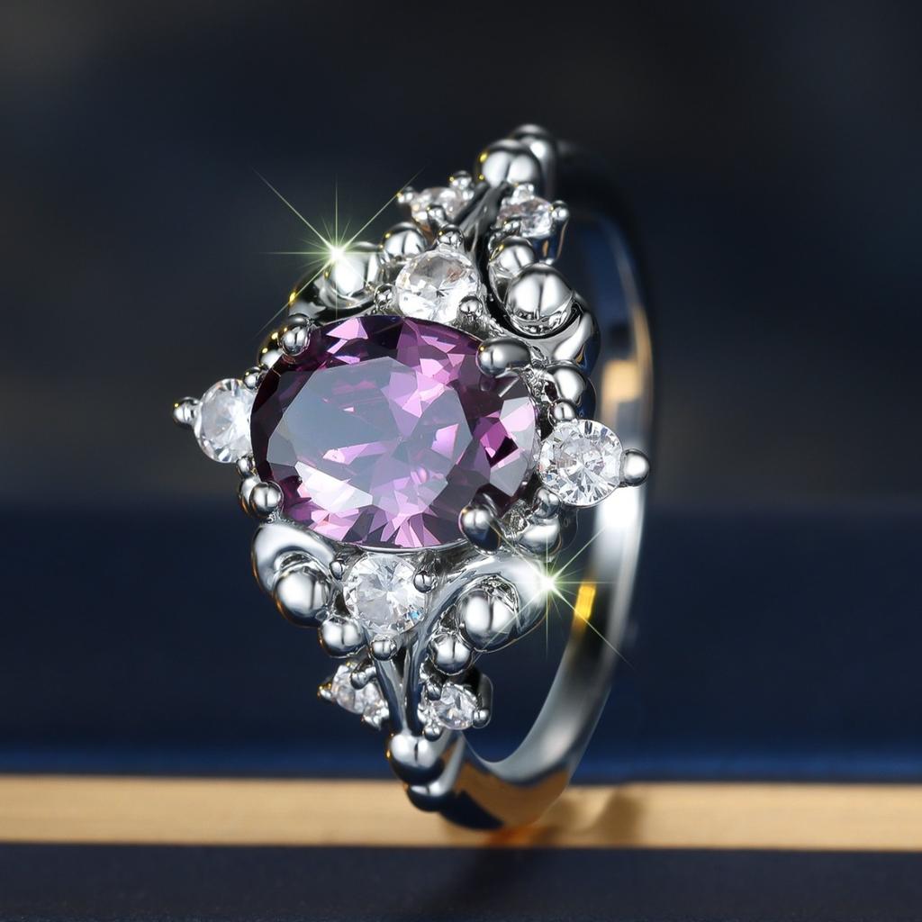 Elegant formal occasion halo ring with a curved metal frame and dazzling inlay details, a high-end accessory for women's engagement ceremonies and